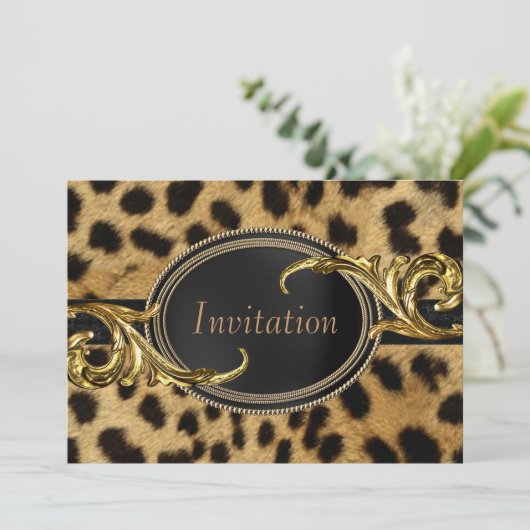 Black Gold Leopard All Occasion Party Kaart (Staand voorkant)