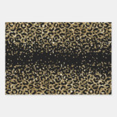 Black Gold Leopard Cheetah Glitter Glam afdrukken Inpakpapier Vel (Voorkant)