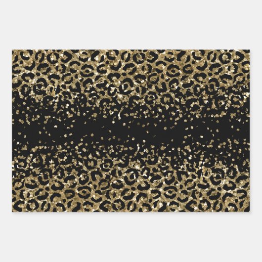 Black Gold Leopard Cheetah Glitter Glam afdrukken Inpakpapier Vel (Voorkant)