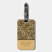 Black Gold Leopard Cheetah Print Trendy Chic Bagagelabel (Achterkant verticaal)