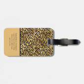 Black Gold Leopard Cheetah Print Trendy Chic Bagagelabel (Achterkant horizontaal)