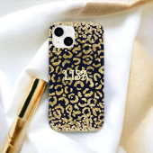 Black Gold Leopard GlitterPersoonlijke naam Case-Mate iPhone Case