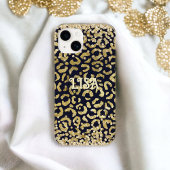 Black Gold Leopard GlitterPersoonlijke naam Case-Mate iPhone Case