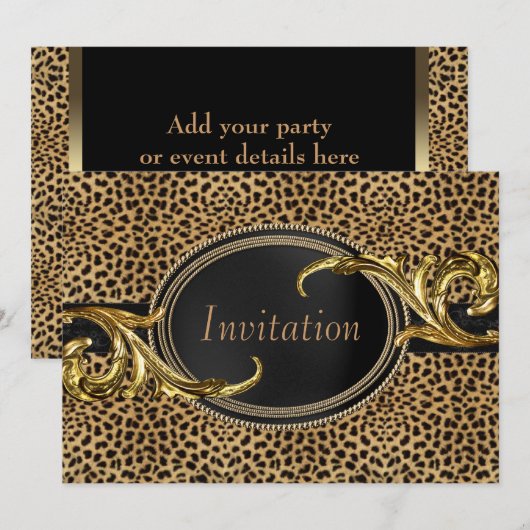 Black Gold Leopard Kaart (Voorkant / Achterkant)