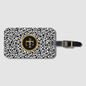 Black Gold Leopard Monogram Bagagelabel (Voorkant (horizontaal))