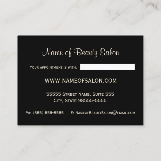 Black Gold Leopard Salon Afspraak Herinnering Afsprakenkaartje (Achterkant)