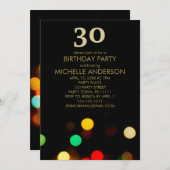 Black Gold Lights Verjaardagsfeest Kaart (Voorkant / Achterkant)