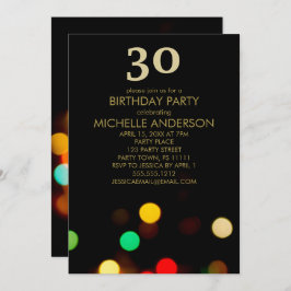 Black Gold Lights Verjaardagsfeest Kaart