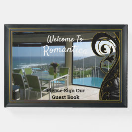 Black Gold Lijst, Black Filigree Sbstract Gastenboek