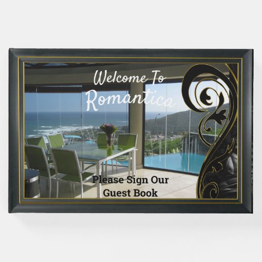 Black Gold Lijst, Black Filigree Sbstract Gastenboek (Voorkant)