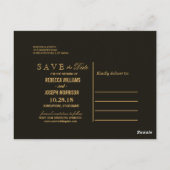 Black Gold Lijst Borders Weddenschap Save the Date Briefkaart (Achterkant)