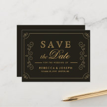 Black Gold Lijst Borders Weddenschap Save the Date