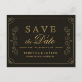 Black Gold Lijst Borders Weddenschap Save the Date Briefkaart (Voorkant)