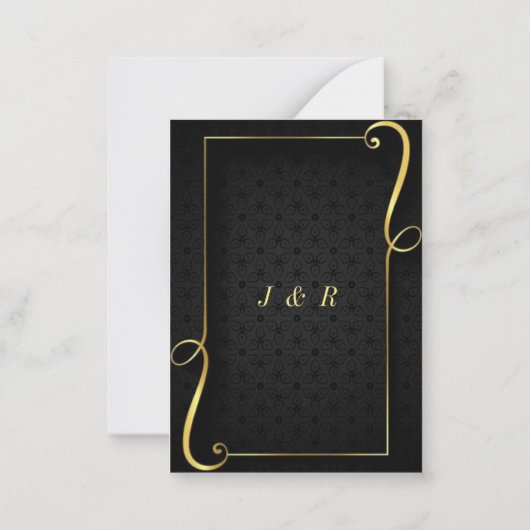 Black Gold Lijsten bruiloft uitnodiging Sjabloon (Achterkant)