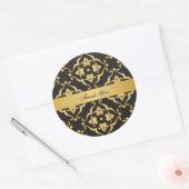 Black Gold Lily Floral Pattern Hartelijk dank Ronde Sticker (Envelop)