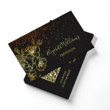 Black Gold Line Art Floral Glitter | QR-code
