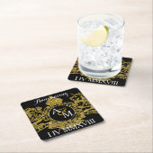 Black Gold Lion Unicorn Regal Emblem Save Date Kartonnen Onderzetters (Insitu)