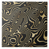 Black Gold liquid swirl Abstract Design Tegeltje (Voorkant)