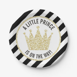 Black Gold Little Prince op Way Baby shower Papieren Bordje