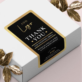 Black & Gold Logo Business Order Bedankt Etiket