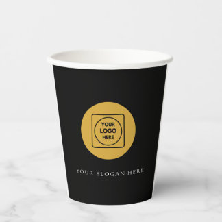 Black & Gold Logo Elegant Business Event Paper Cup Papieren Bekers