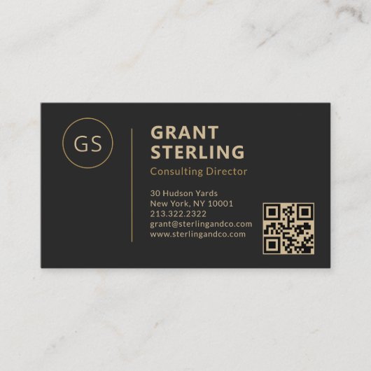 Black Gold Logo Minimalist Professional QR-code Visitekaartje (Voorkant)