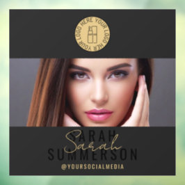 Black Gold Logo Social Media Makeup Studio Raamsticker
