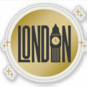 Black & Gold Londen Skyline Retro City Pride Sticker (Voorkant)