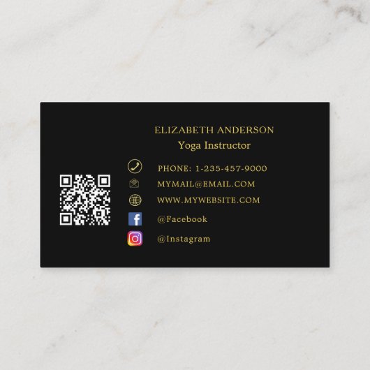 Black gold lotus flower Yoga Instructor Visitekaartje (Achterkant)
