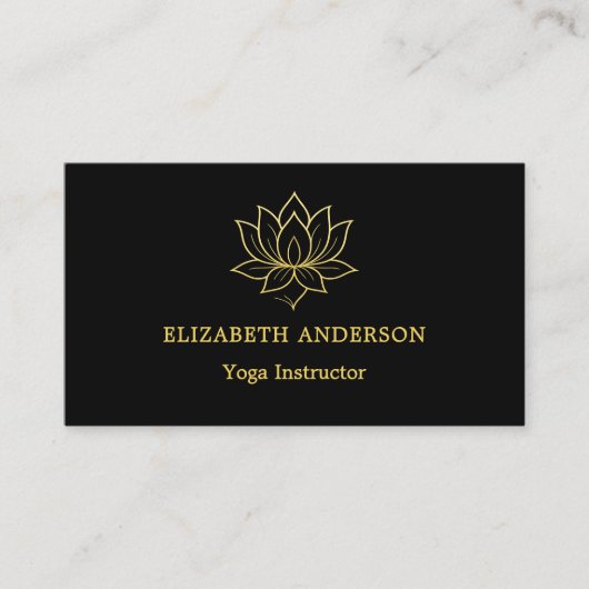 Black gold lotus flower Yoga Instructor Visitekaartje (Voorkant)