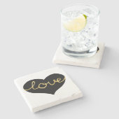 Black & Gold Love Heart Stone Onderzetter (Zijkant)