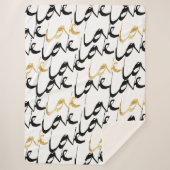 Black & Gold LOVE Pattern Sherpa Blanket Sherpa Deken (Voorkant)