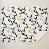 Black & Gold LOVE Pattern Sherpa Blanket Sherpa Deken (Voorkant (horizontaal))