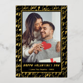 Black & Gold Love Valentines Day Photo Folie Feestdagenkaart (Voorkant)