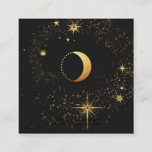 *~* Black Gold Luna Lunar Stars Mystic Moon Vierkante Visitekaartje