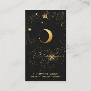 *~* Black Gold Lunar Stars Mystic Moon Luna Visitekaartje