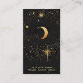 *~* Black Gold Lunar Stars Mystic Moon Luna Visitekaartje (Voorkant)