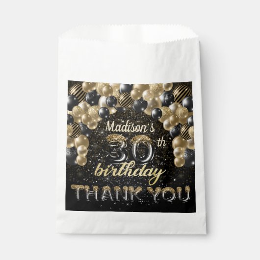 Black Gold Luxury 30th Birthday - persoonlijk Bedankzakje (Voorkant)