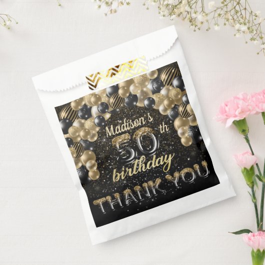 Black Gold Luxury 50th Birthday - persoonlijk Bedankzakje (Gezegeld)