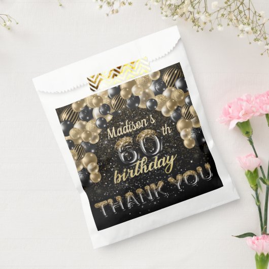 Black Gold Luxury 60th Birthday - persoonlijk Bedankzakje (Gezegeld)