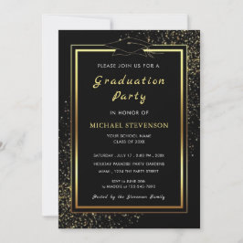 Black Gold Luxury Afstuderen Invitation Kaart
