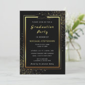 Black Gold Luxury Afstuderen Invitation Kaart (Staand voorkant)