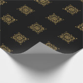 Black Gold Luxury Birthday Gift Wrap Luxureus Cadeaupapier (Hoek)