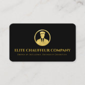 Black Gold Luxury Chauffeur Elegant Bewerkbare Log Visitekaartje (Voorkant)
