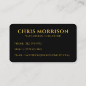 Black Gold Luxury Chauffeur Elegant Bewerkbare Log Visitekaartje (Achterkant)