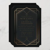 Black Gold Luxury Elegant Art Deco Wedding Kaart (Voorkant / Achterkant)