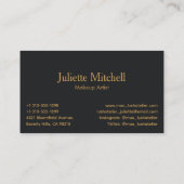 Black & Gold Luxury Feather Makeup Artist Visitekaartje (Achterkant)