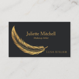 Black & Gold Luxury Feather Makeup Artist Visitekaartje