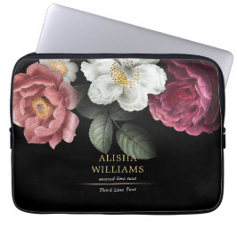 Black Gold Luxury — gepersonaliseerde Floral Laptop Sleeve