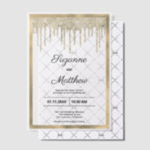 Black gold luxury glitter drips Wedding Vellum Uitnodigingen (Offset (Uitnodiging))